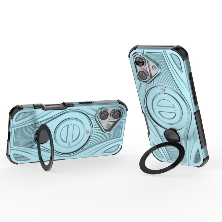 For iPhone 17 Star Ring Metallic Pivot Bracket Magnetic Phone Case