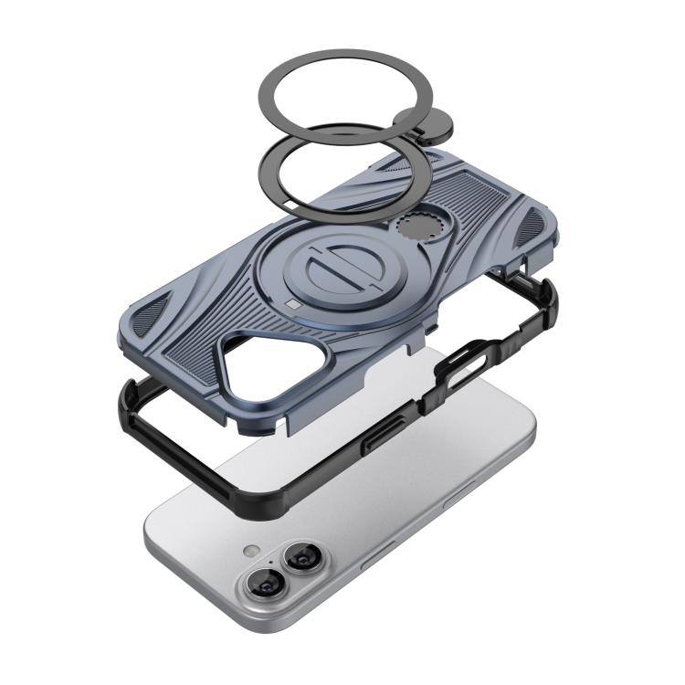 For iPhone 17 Star Ring Metallic Pivot Bracket Magnetic Phone Case