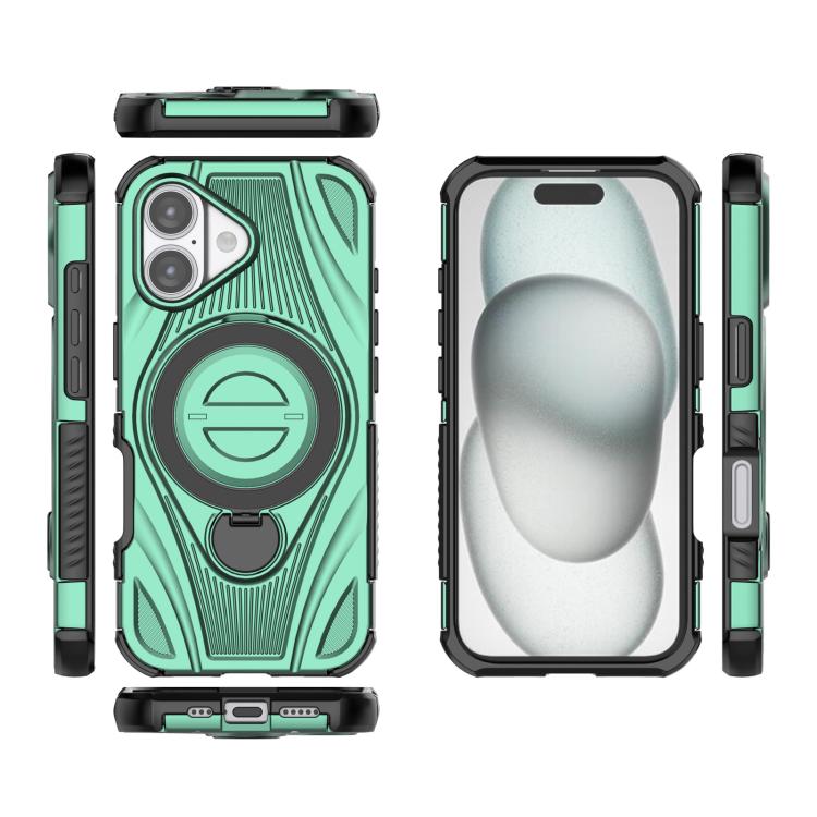 For iPhone 17 Star Ring Metallic Pivot Bracket Magnetic Phone Case
