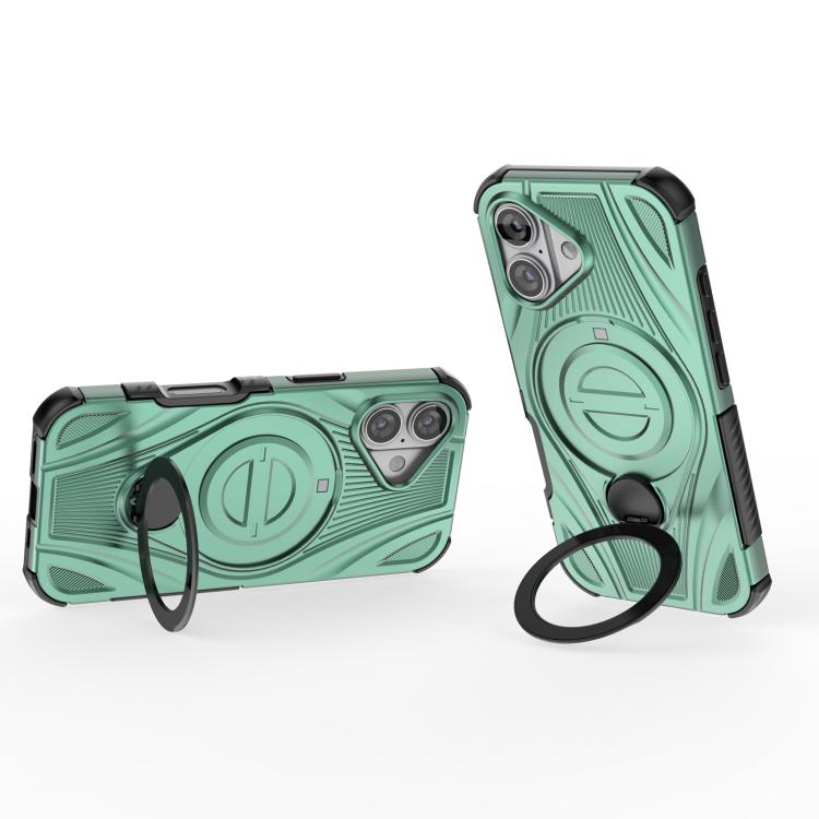 For iPhone 17 Star Ring Metallic Pivot Bracket Magnetic Phone Case