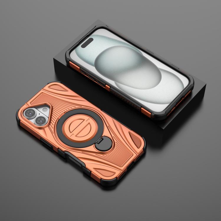 For iPhone 17 Star Ring Metallic Pivot Bracket Magnetic Phone Case