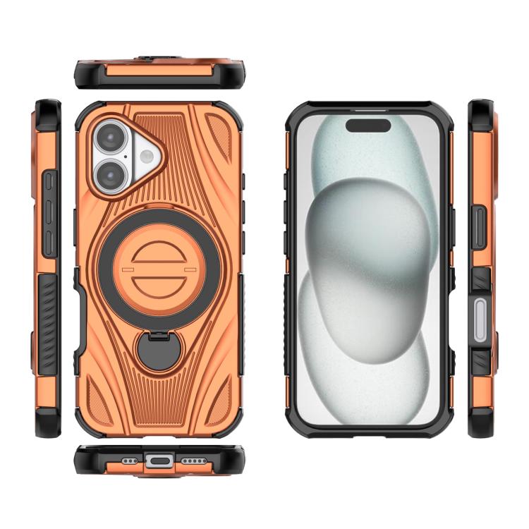 For iPhone 17 Star Ring Metallic Pivot Bracket Magnetic Phone Case