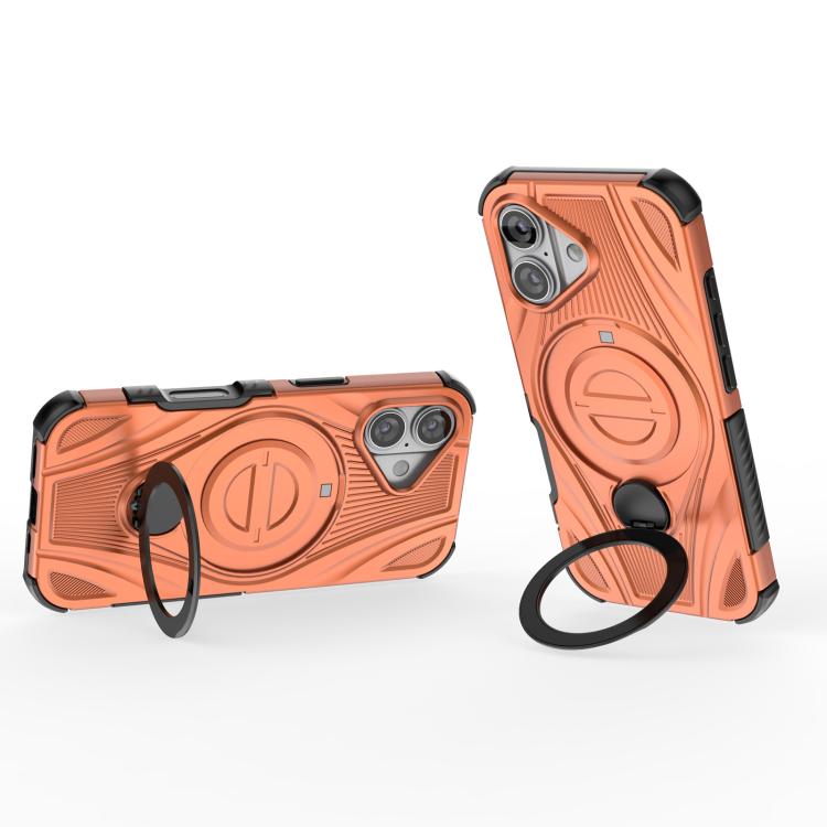 For iPhone 17 Star Ring Metallic Pivot Bracket Magnetic Phone Case