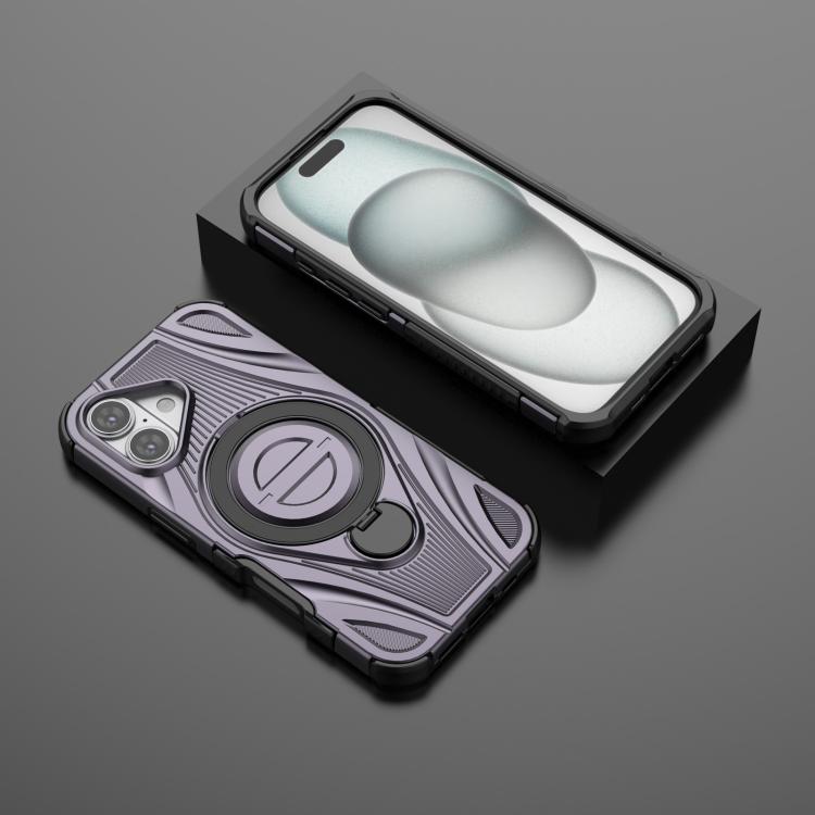 For iPhone 17 Star Ring Metallic Pivot Bracket Magnetic Phone Case