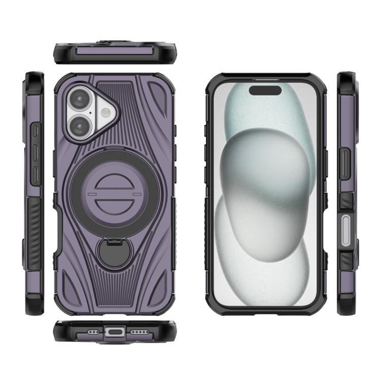 For iPhone 17 Star Ring Metallic Pivot Bracket Magnetic Phone Case