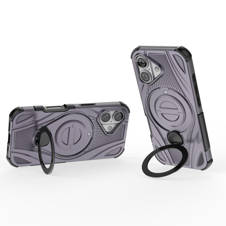 For iPhone 17 Star Ring Metallic Pivot Bracket Magnetic Phone Case