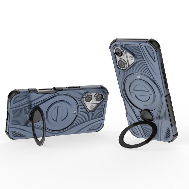 For iPhone 17 Star Ring Metallic Pivot Bracket Magnetic Phone Case