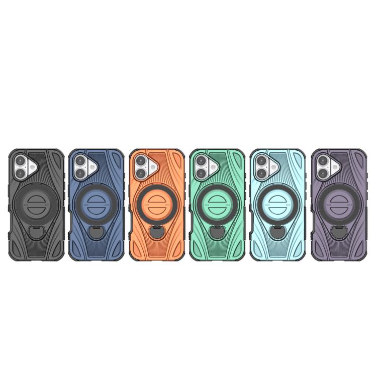 For iPhone 17 Star Ring Metallic Pivot Bracket Magnetic Phone Case