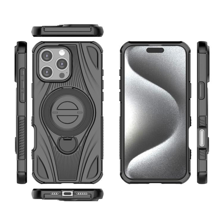 For iPhone 16 Pro Max Star Ring Metallic Pivot Bracket Magnetic Phone Case