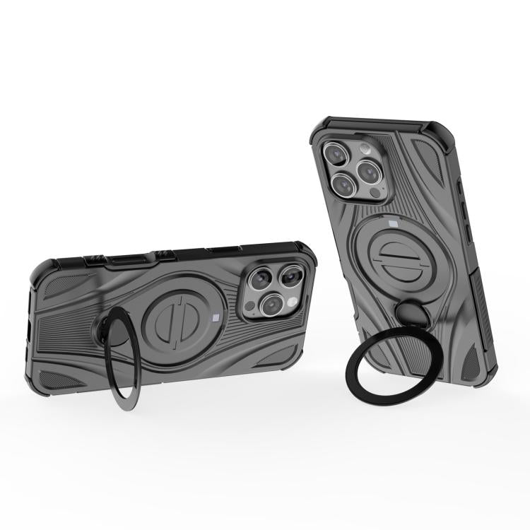 For iPhone 16 Pro Max Star Ring Metallic Pivot Bracket Magnetic Phone Case