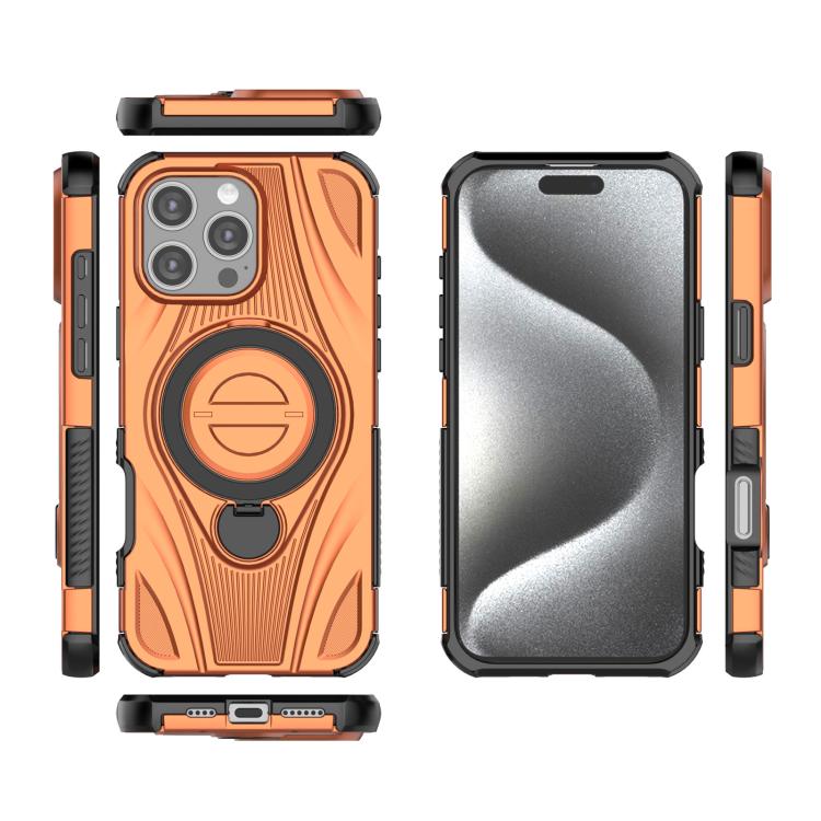For iPhone 16 Pro Max Star Ring Metallic Pivot Bracket Magnetic Phone Case