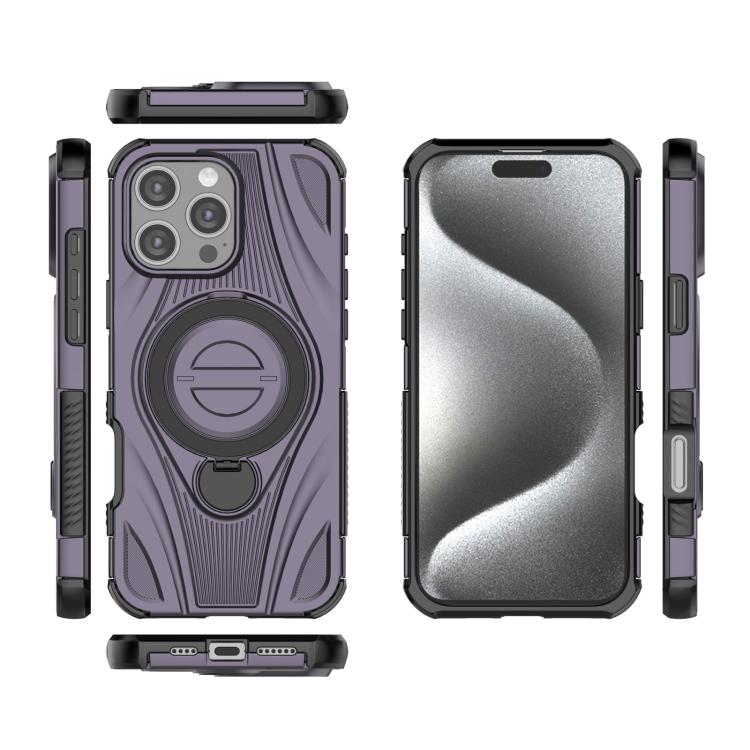 For iPhone 16 Pro Max Star Ring Metallic Pivot Bracket Magnetic Phone Case