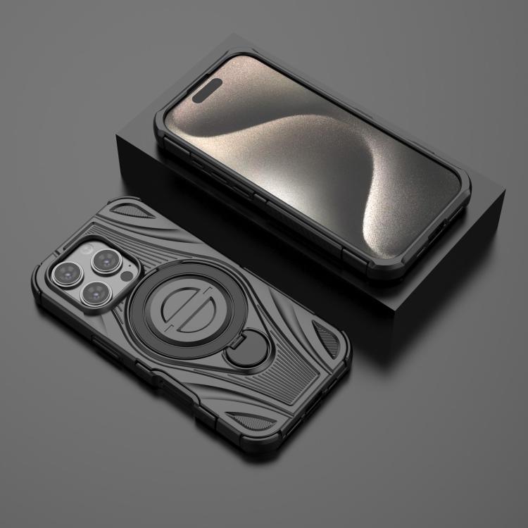 For iPhone 16 Pro Star Ring Metallic Pivot Bracket Magnetic Phone Case