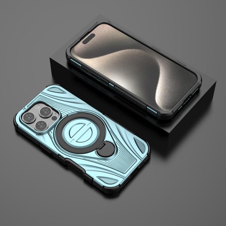 For iPhone 16 Pro Star Ring Metallic Pivot Bracket Magnetic Phone Case