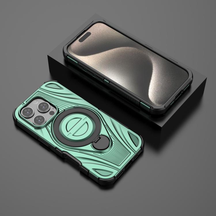 For iPhone 16 Pro Star Ring Metallic Pivot Bracket Magnetic Phone Case