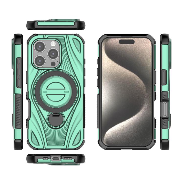 For iPhone 16 Pro Star Ring Metallic Pivot Bracket Magnetic Phone Case