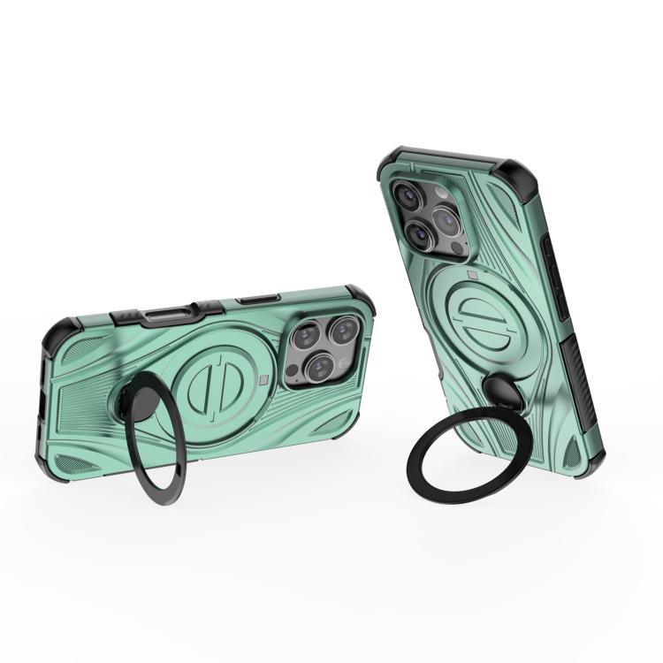 For iPhone 16 Pro Star Ring Metallic Pivot Bracket Magnetic Phone Case