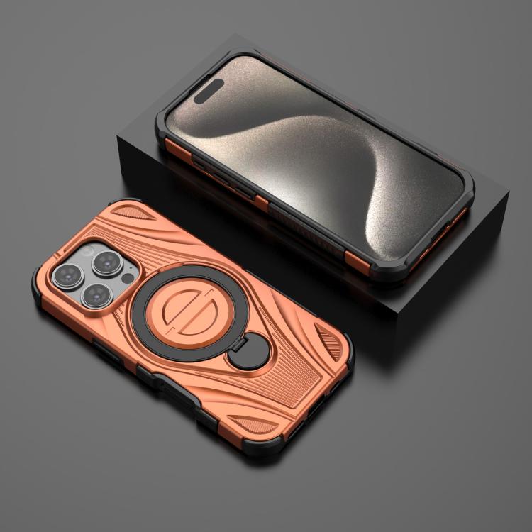 For iPhone 16 Pro Star Ring Metallic Pivot Bracket Magnetic Phone Case
