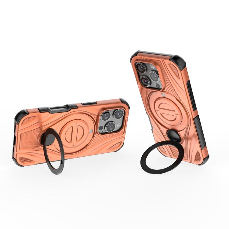 For iPhone 16 Pro Star Ring Metallic Pivot Bracket Magnetic Phone Case