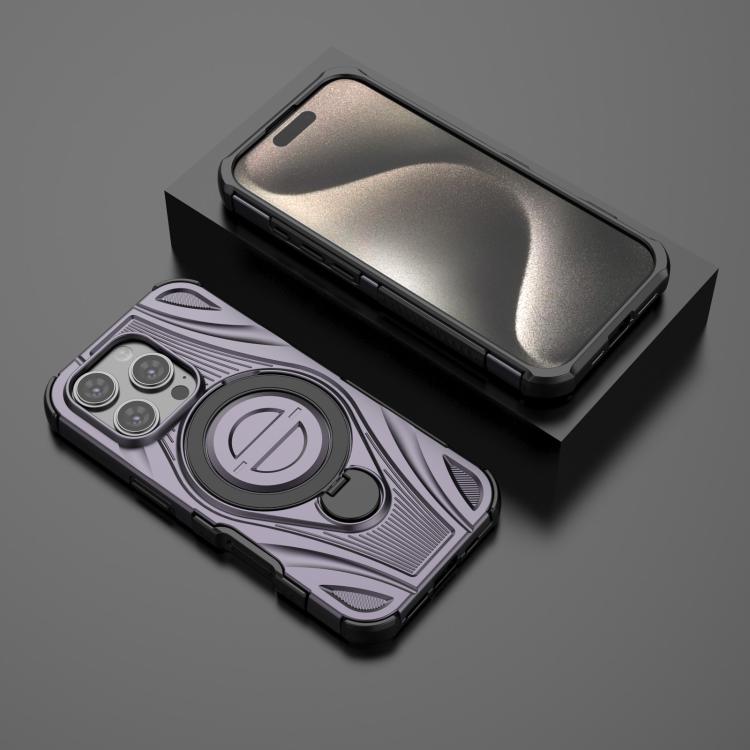 For iPhone 16 Pro Star Ring Metallic Pivot Bracket Magnetic Phone Case
