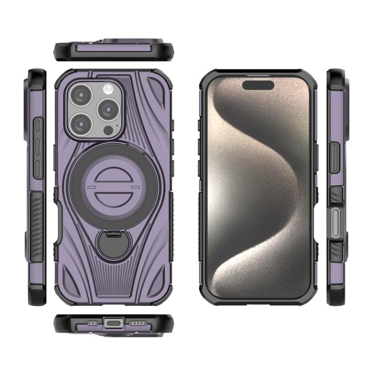 For iPhone 16 Pro Star Ring Metallic Pivot Bracket Magnetic Phone Case