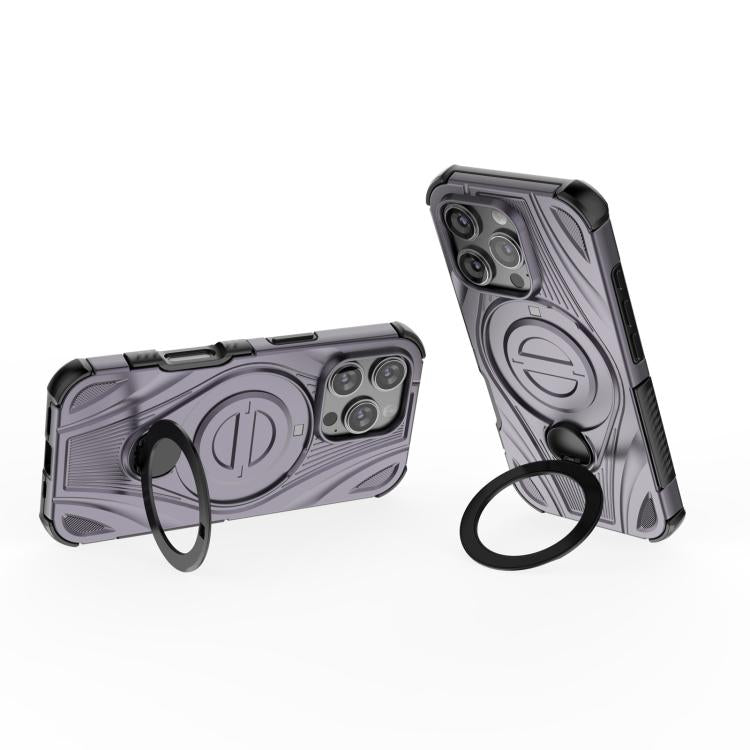 For iPhone 16 Pro Star Ring Metallic Pivot Bracket Magnetic Phone Case