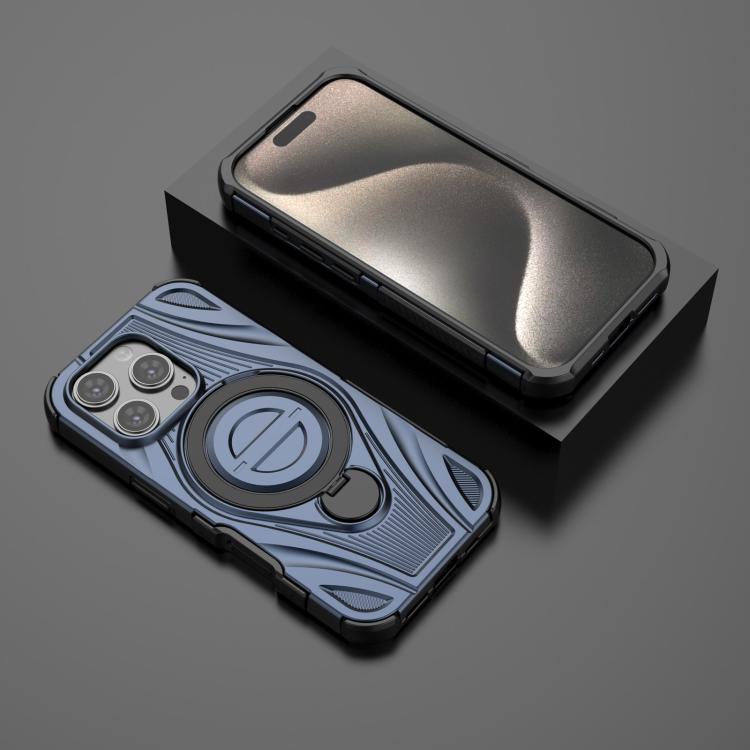 For iPhone 16 Pro Star Ring Metallic Pivot Bracket Magnetic Phone Case