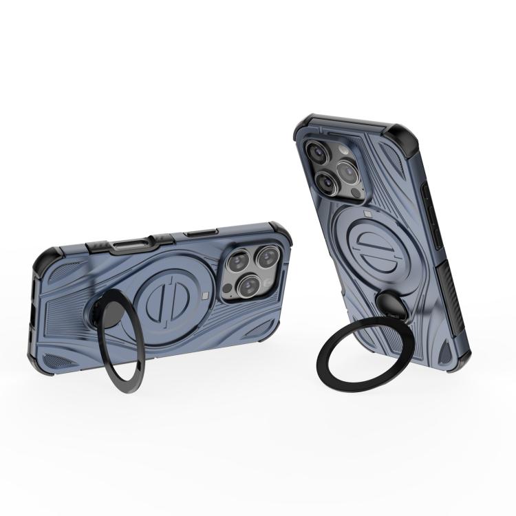 For iPhone 16 Pro Star Ring Metallic Pivot Bracket Magnetic Phone Case