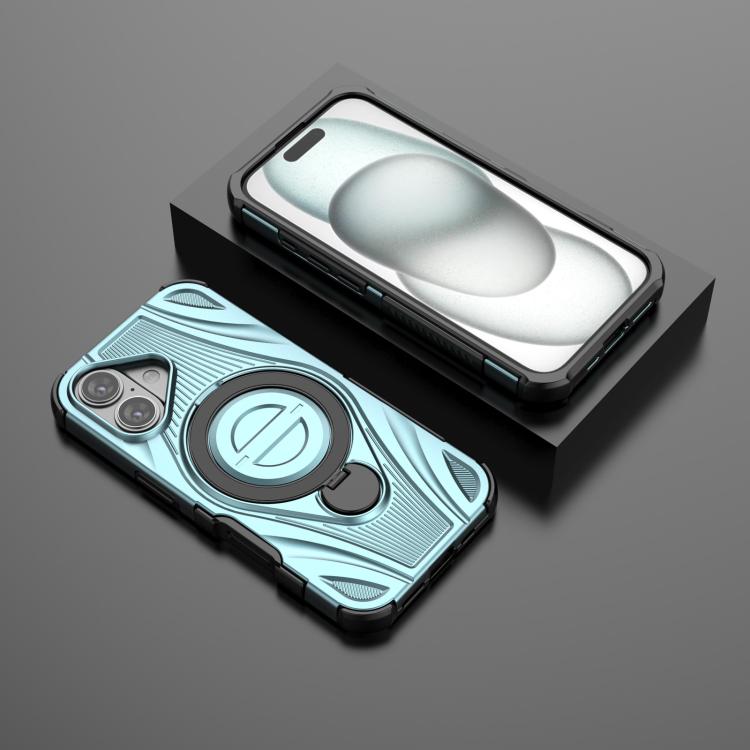 For iPhone 16 Star Ring Metallic Pivot Bracket Magnetic Phone Case
