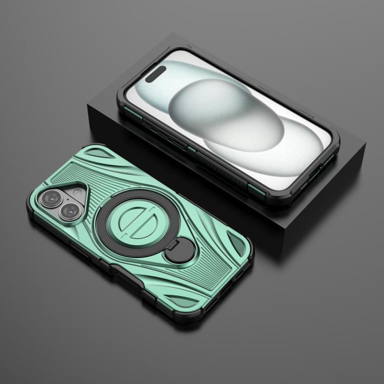 For iPhone 16 Star Ring Metallic Pivot Bracket Magnetic Phone Case
