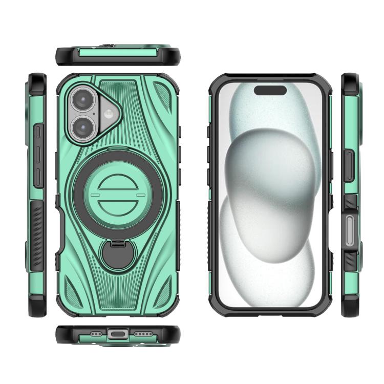 For iPhone 16 Star Ring Metallic Pivot Bracket Magnetic Phone Case
