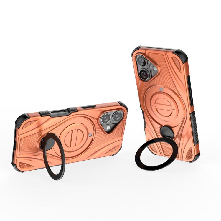 For iPhone 16 Star Ring Metallic Pivot Bracket Magnetic Phone Case