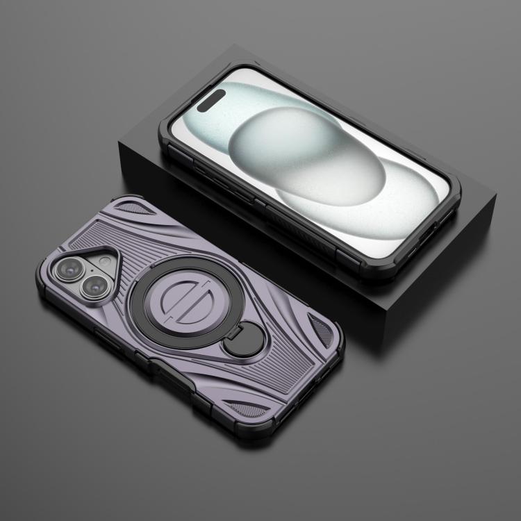For iPhone 16 Star Ring Metallic Pivot Bracket Magnetic Phone Case