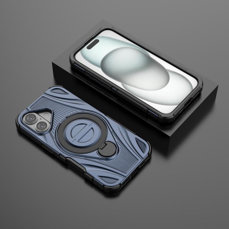 For iPhone 16 Star Ring Metallic Pivot Bracket Magnetic Phone Case