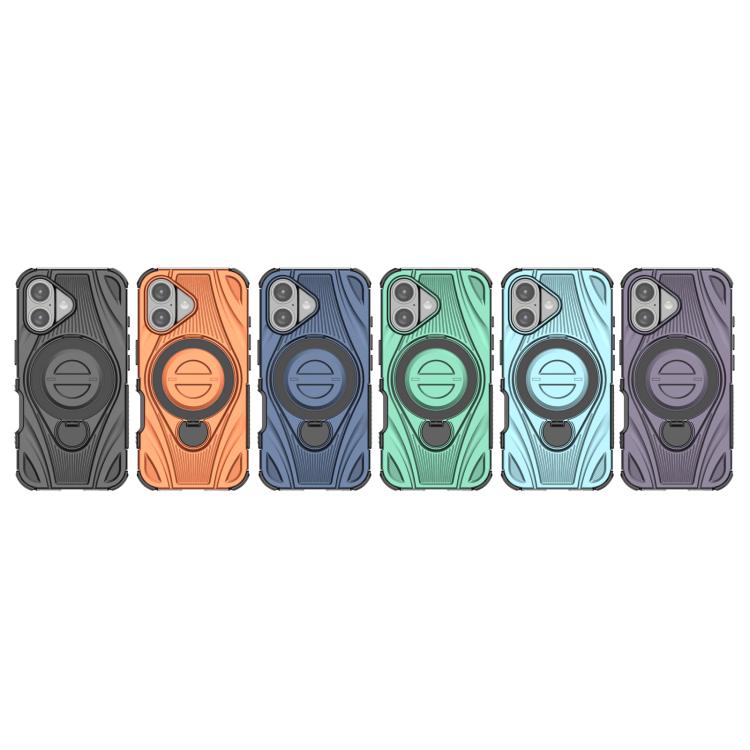 For iPhone 16 Star Ring Metallic Pivot Bracket Magnetic Phone Case