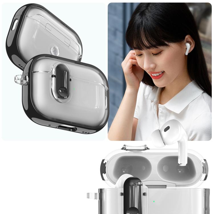 For AirPods Pro 2 Clear Electroplating Wireless Earphones Case with Switch