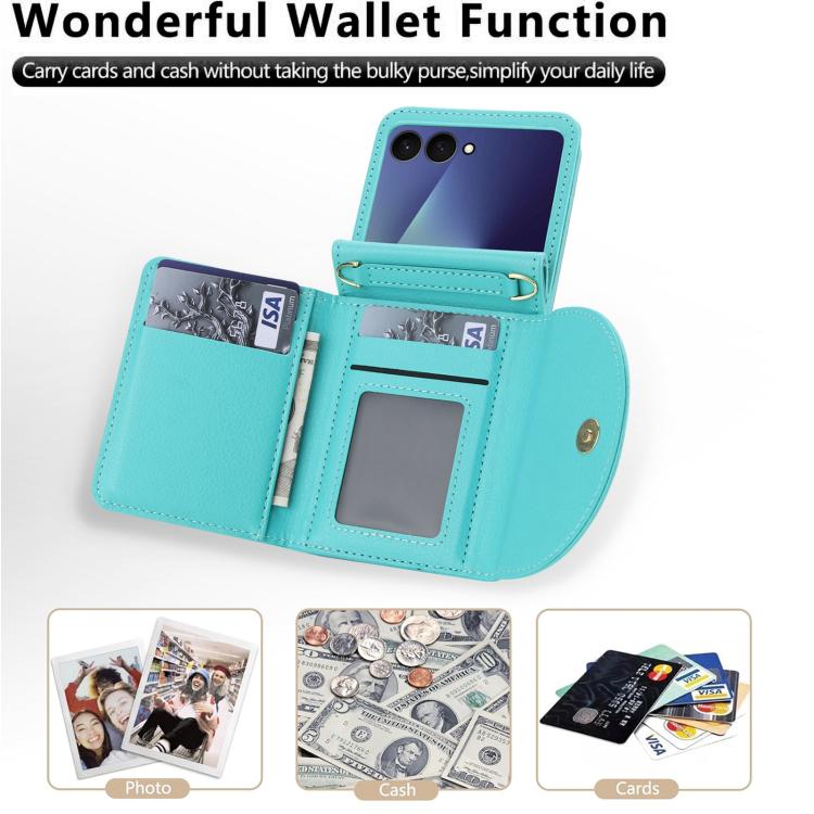 For Samsung Galaxy Z Flip7 5G YM029 Fold Crossbody Ring Clasp RFID Wallet Phone Case