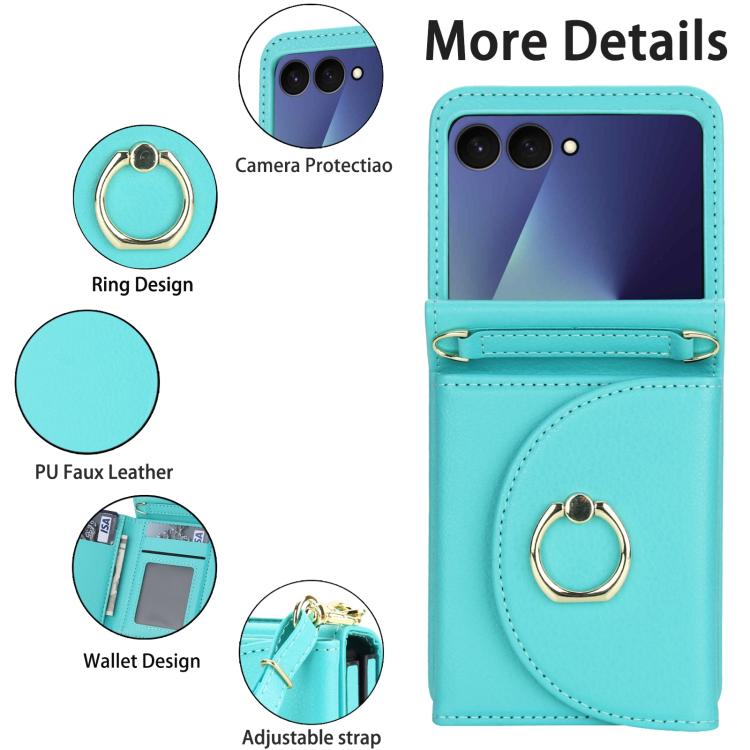 For Samsung Galaxy Z Flip7 5G YM029 Fold Crossbody Ring Clasp RFID Wallet Phone Case