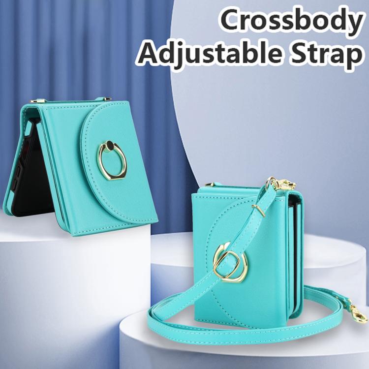 For Samsung Galaxy Z Flip7 5G YM029 Fold Crossbody Ring Clasp RFID Wallet Phone Case