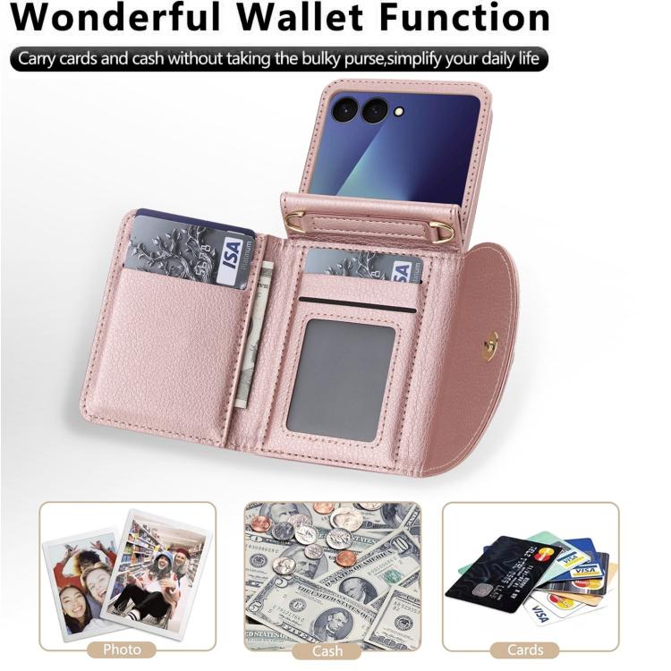 For Samsung Galaxy Z Flip7 5G YM029 Fold Crossbody Ring Clasp RFID Wallet Phone Case