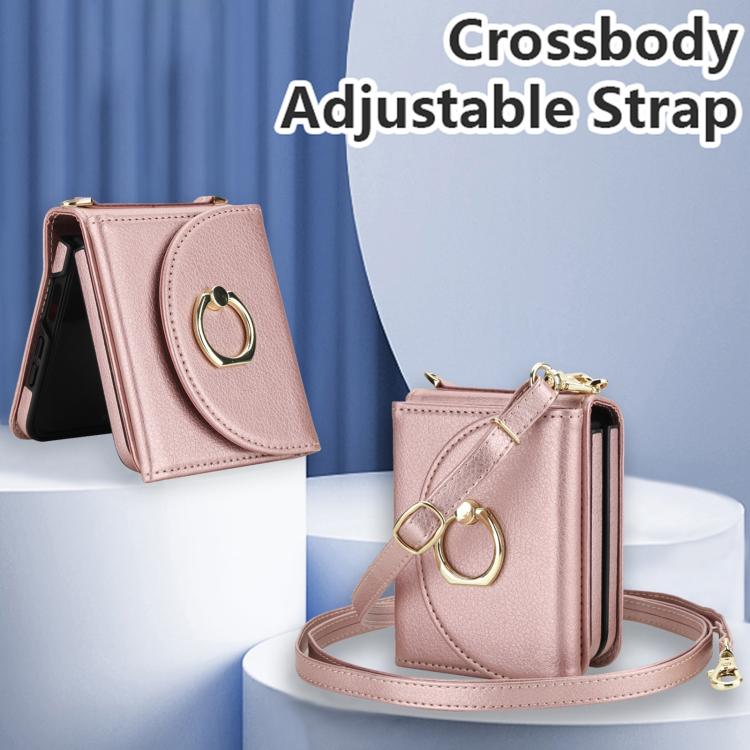 For Samsung Galaxy Z Flip7 5G YM029 Fold Crossbody Ring Clasp RFID Wallet Phone Case