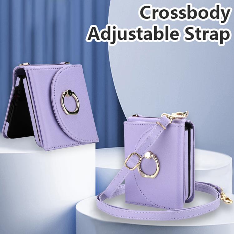 For Samsung Galaxy Z Flip7 5G YM029 Fold Crossbody Ring Clasp RFID Wallet Phone Case