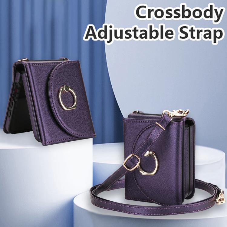 For Samsung Galaxy Z Flip7 5G YM029 Fold Crossbody Ring Clasp RFID Wallet Phone Case