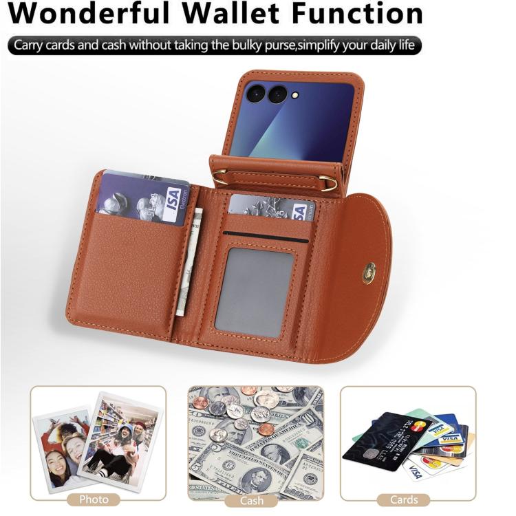 For Samsung Galaxy Z Flip7 5G YM029 Fold Crossbody Ring Clasp RFID Wallet Phone Case