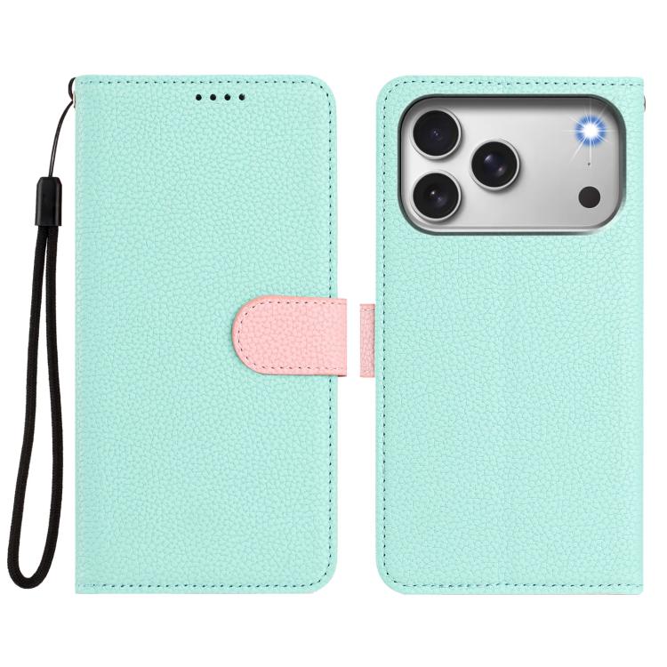 For iPhone 17 Pro Max Detachable Litchi Texture Magnetic Side-Patch Vegan Leather Phone Case