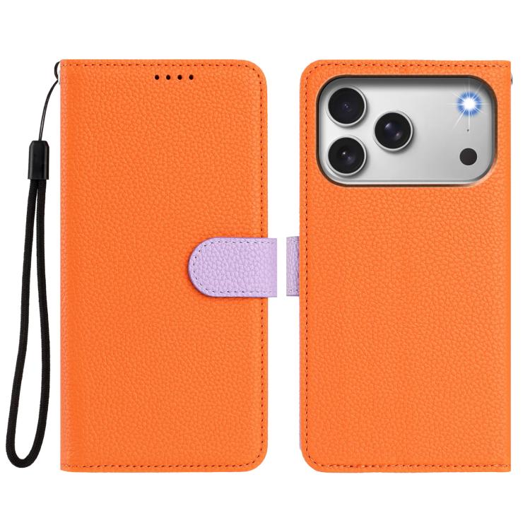 For iPhone 17 Pro Max Detachable Litchi Texture Magnetic Side-Patch Vegan Leather Phone Case