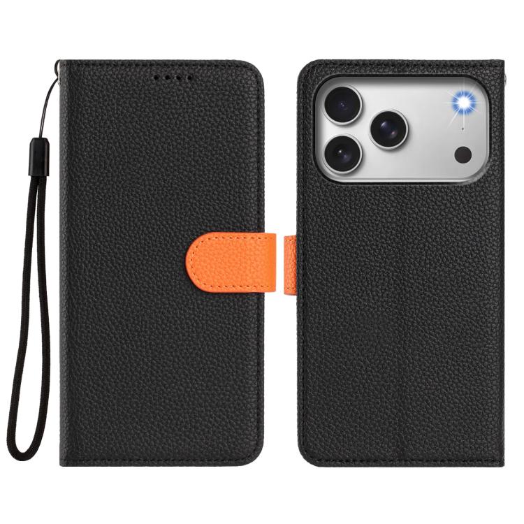 For iPhone 17 Pro Max Detachable Litchi Texture Magnetic Side-Patch Vegan Leather Phone Case