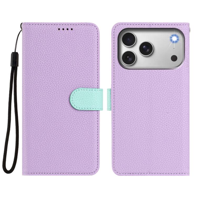 For iPhone 17 Pro Max Detachable Litchi Texture Magnetic Side-Patch Vegan Leather Phone Case