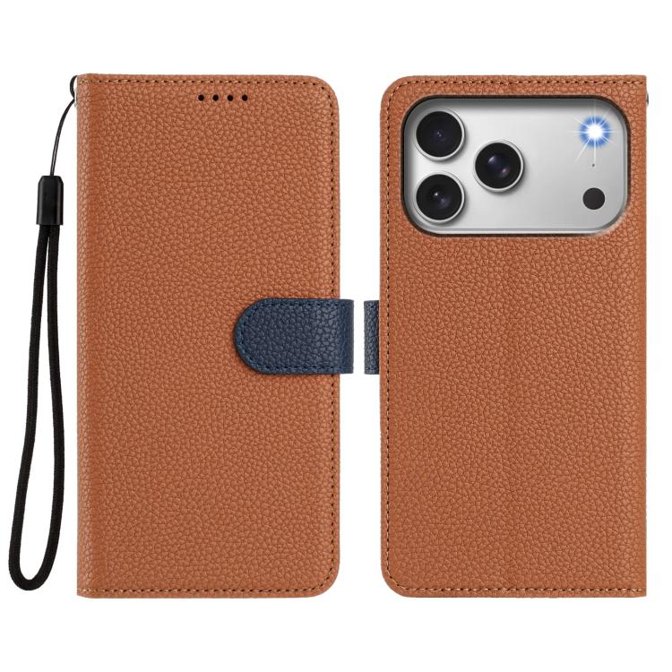 For iPhone 17 Pro Max Detachable Litchi Texture Magnetic Side-Patch Vegan Leather Phone Case