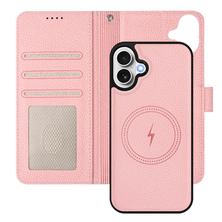 For iPhone 17 Detachable Litchi Texture Magnetic Side-Patch Vegan Leather Phone Case